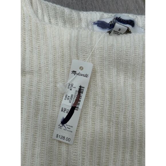 Madewell SoftWool Square-Neck Pullover Ribbed Sweater Heather Cloud Size S NWT - Picture 7 of 11
